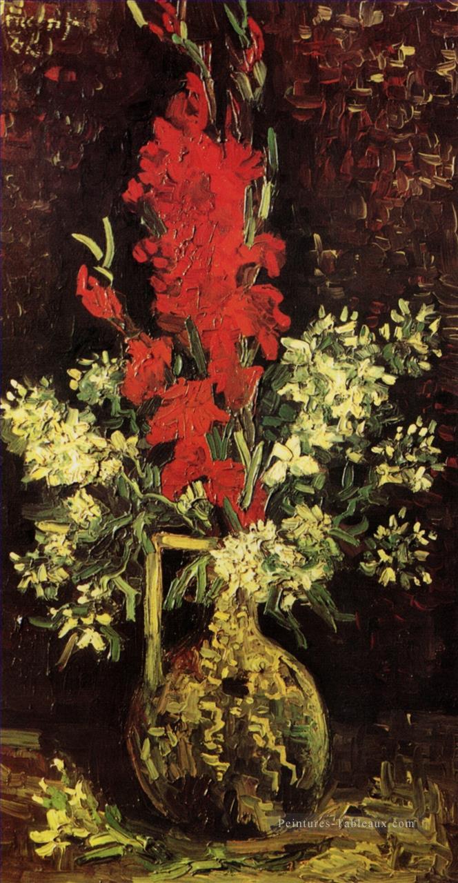 Vase avec des glaïeuls et des œillets 2 Vincent van Gogh Peintures à l'huile